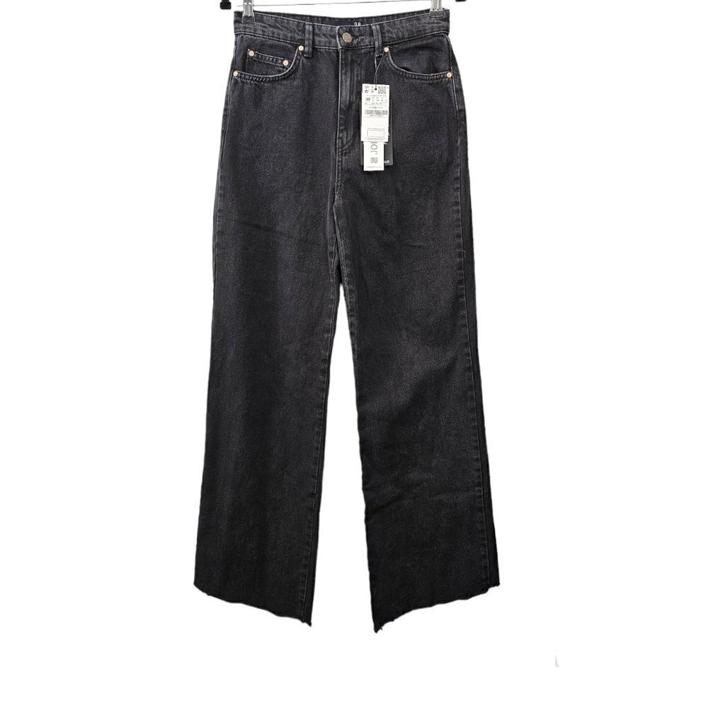 Stradivarius ASOS Denim Straight Fit Raw Hem Black Jeans